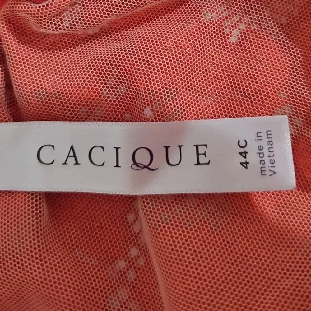 Cacique Floral Lace Triangle Unlined Bra Starfish Coral Size 44C